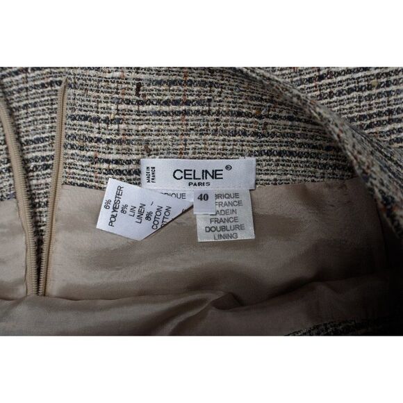 Celine Womens Blazer Suit Jacket Long & Pencil Skirt Set Sz 40 US 8 Blue Tweed - Picture 10 of 15
